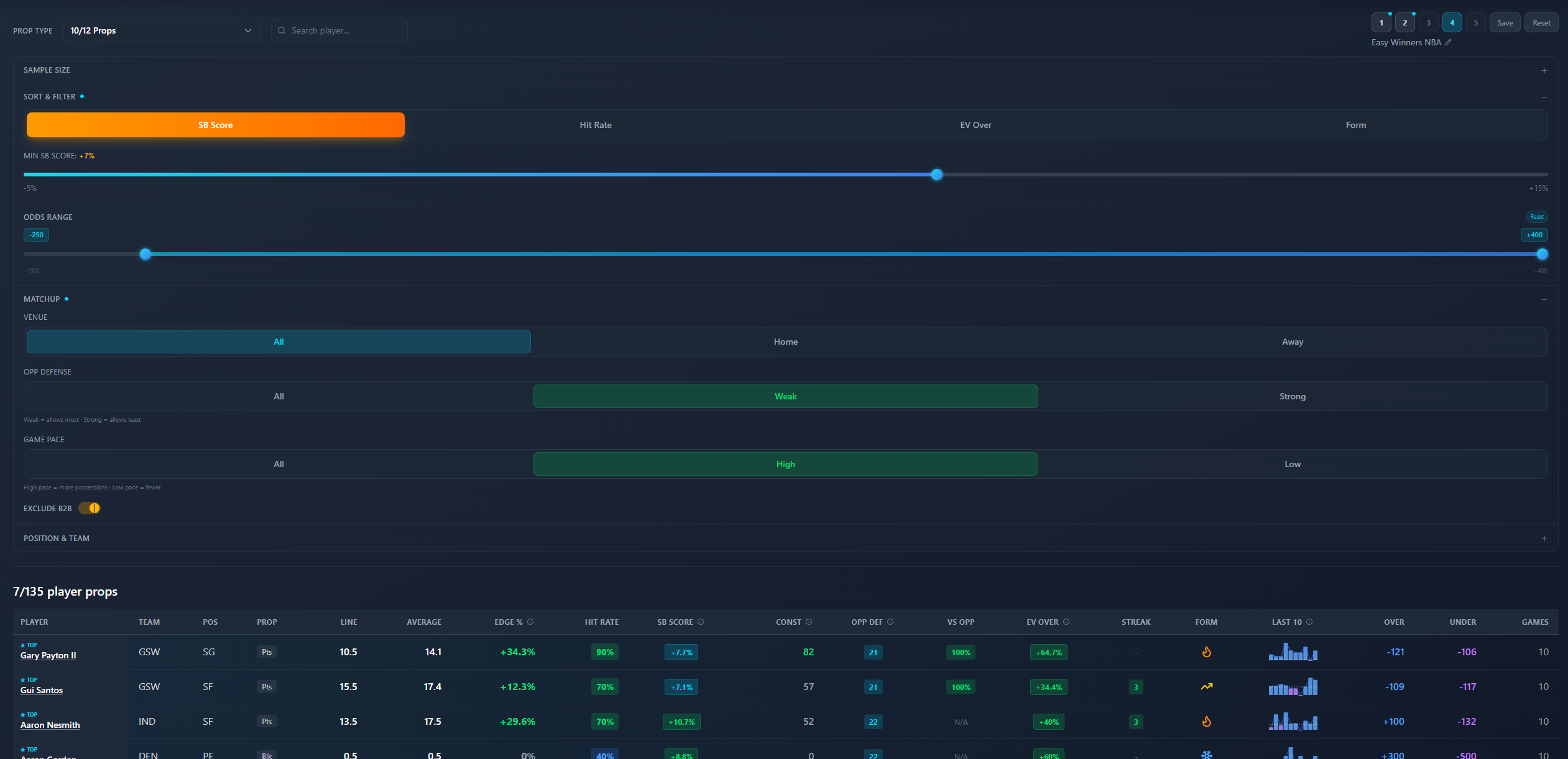 Prop Finder with Custom Filters